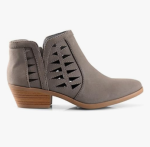 SODA Women’s Perforated Cut Out Stacked Block Heel Ankle Boots