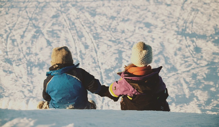 Kids Playing In Winter.