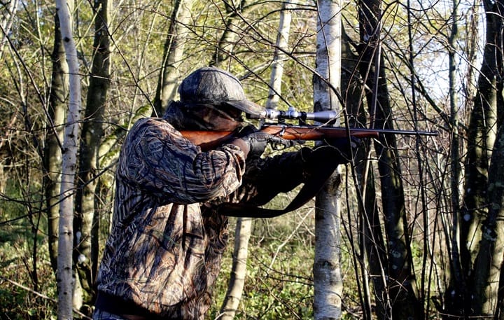 A hunter in the woods